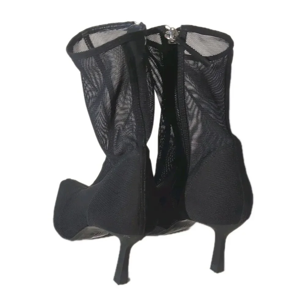 Zara Black Mesh Women's Stiletto Heels Size 8.5 With Zippers - Picture 6 of 11